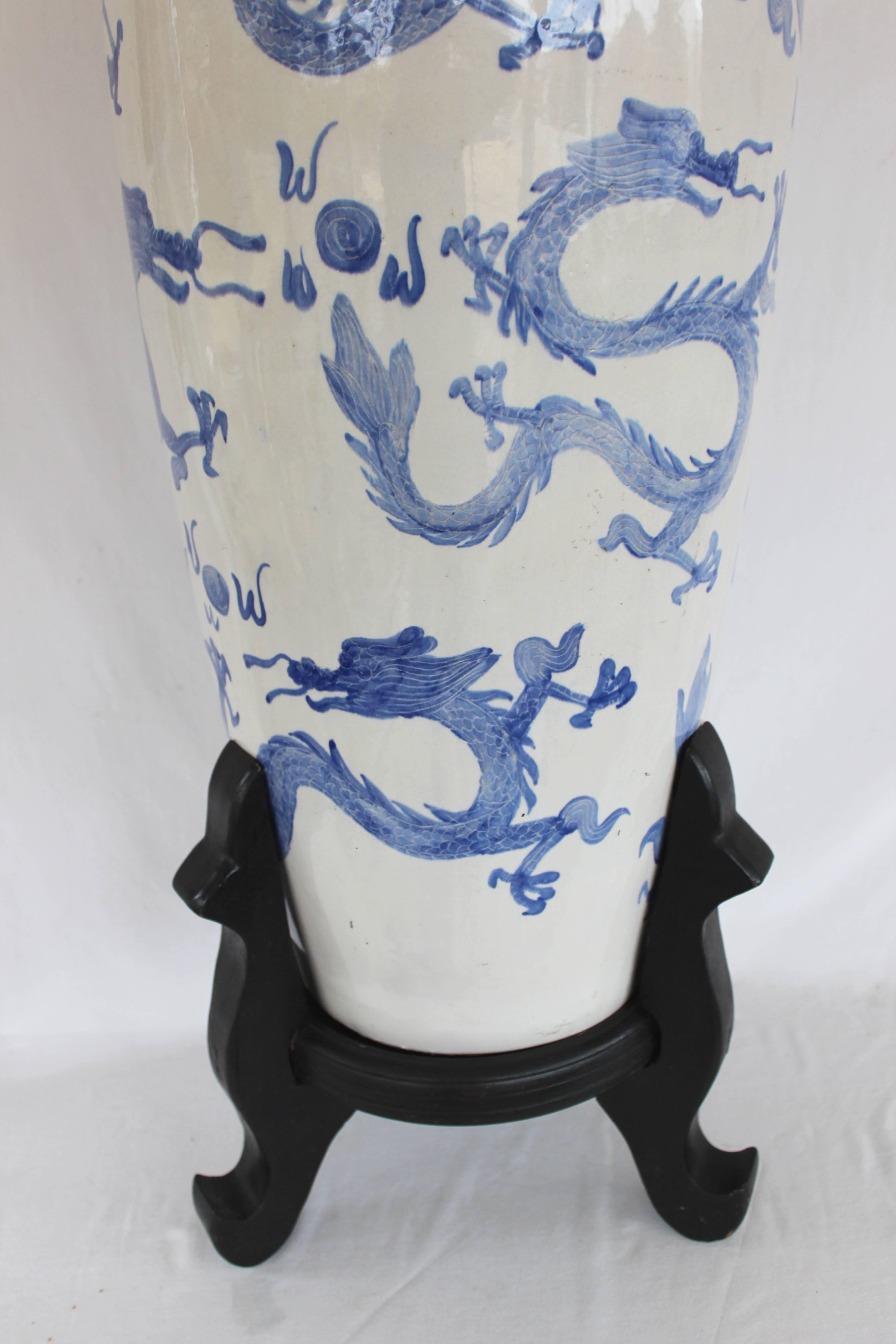 large blue and white vase