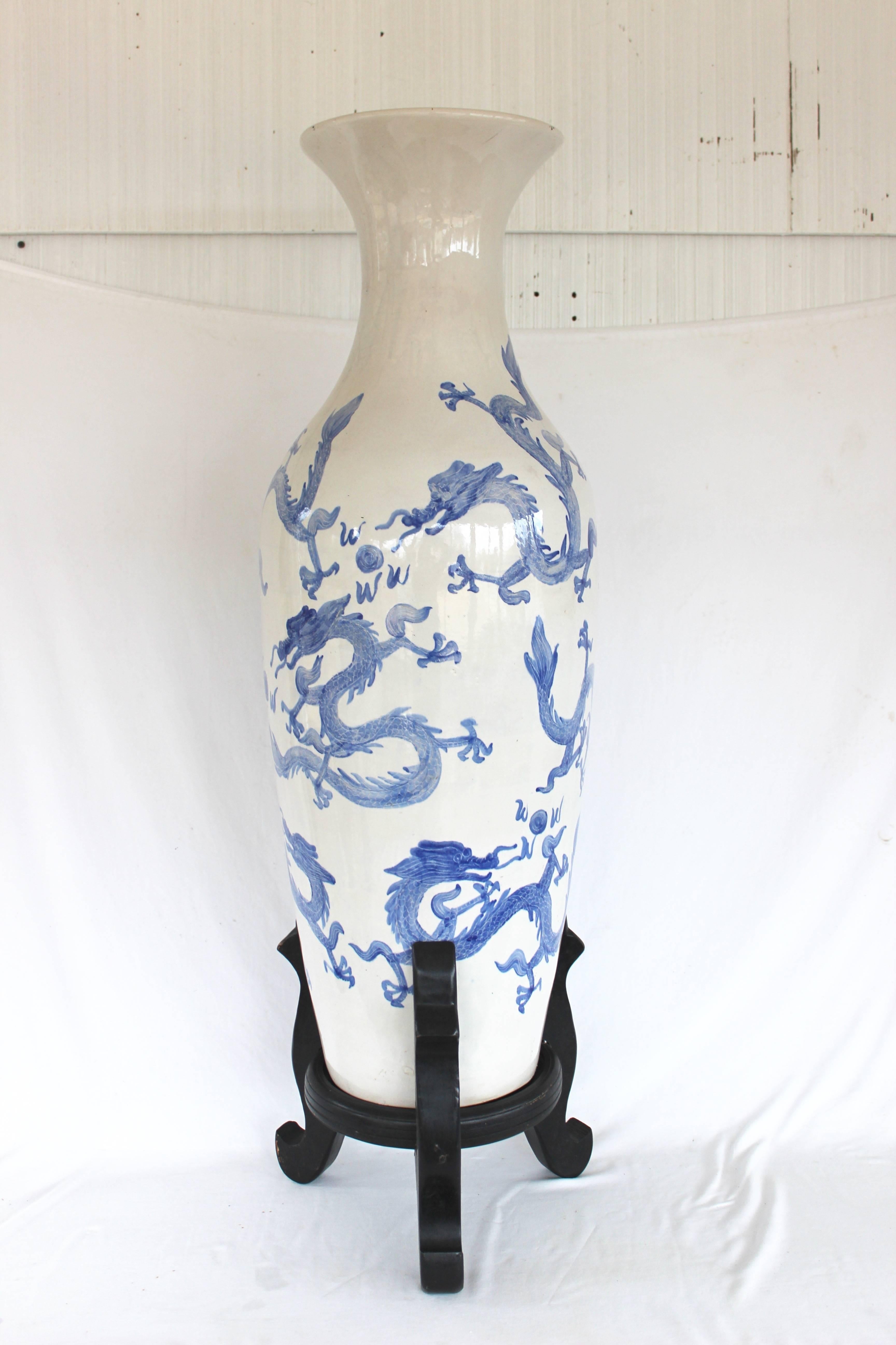 20th Century Large Chinese Blue and White Floor Vase