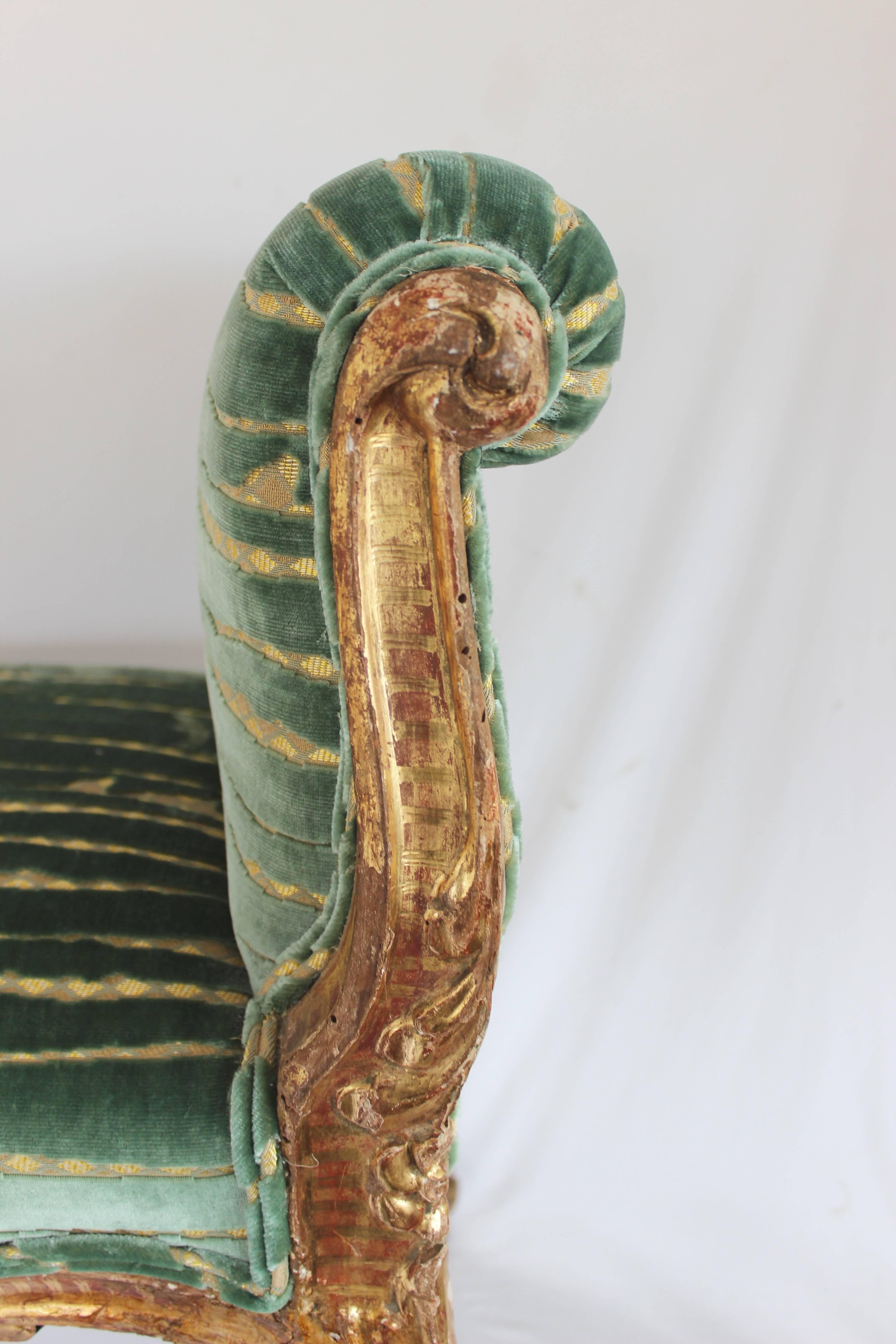 19th Century Italian Upholstered Gilt Bench 4