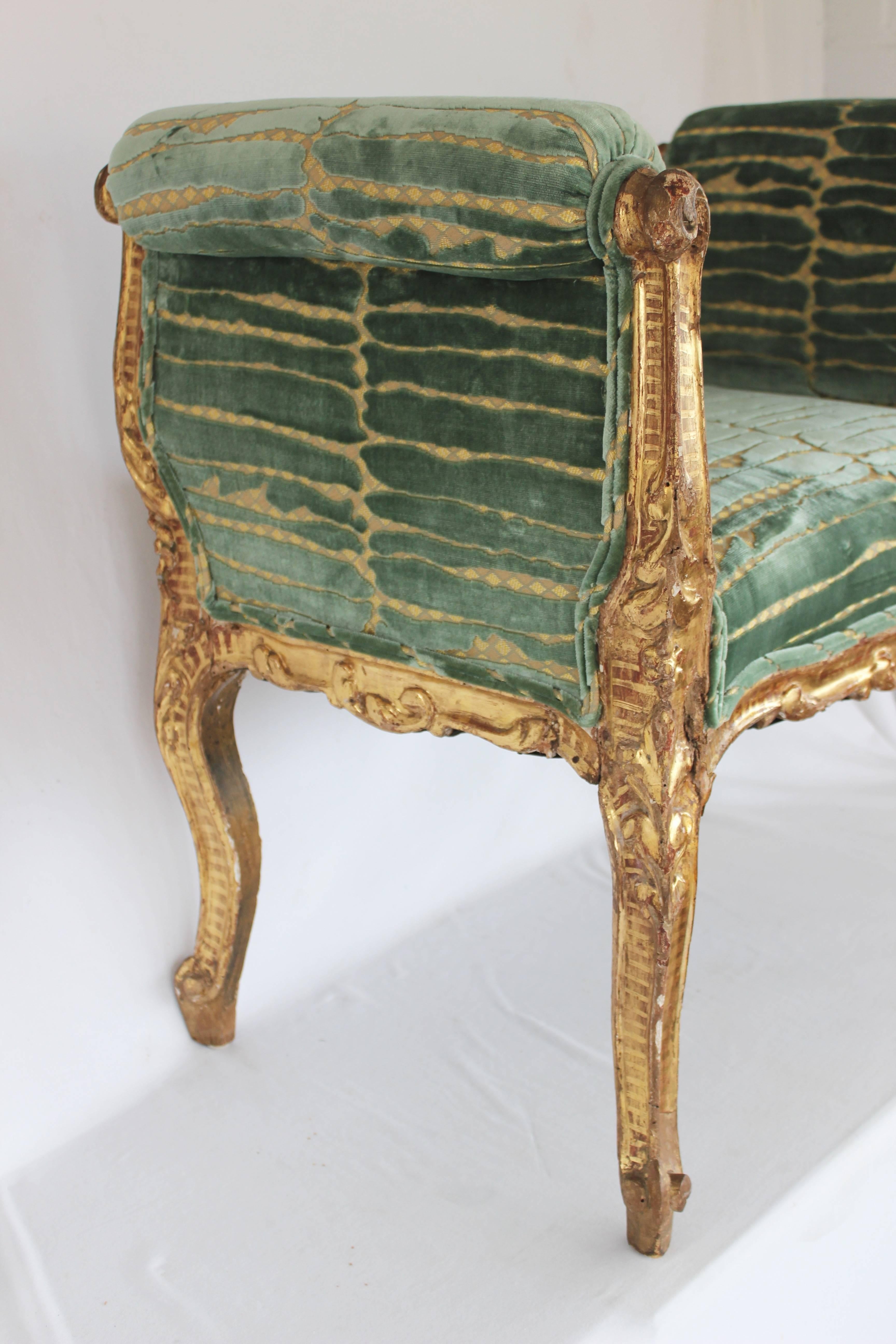 19th Century Italian Upholstered Gilt Bench 6