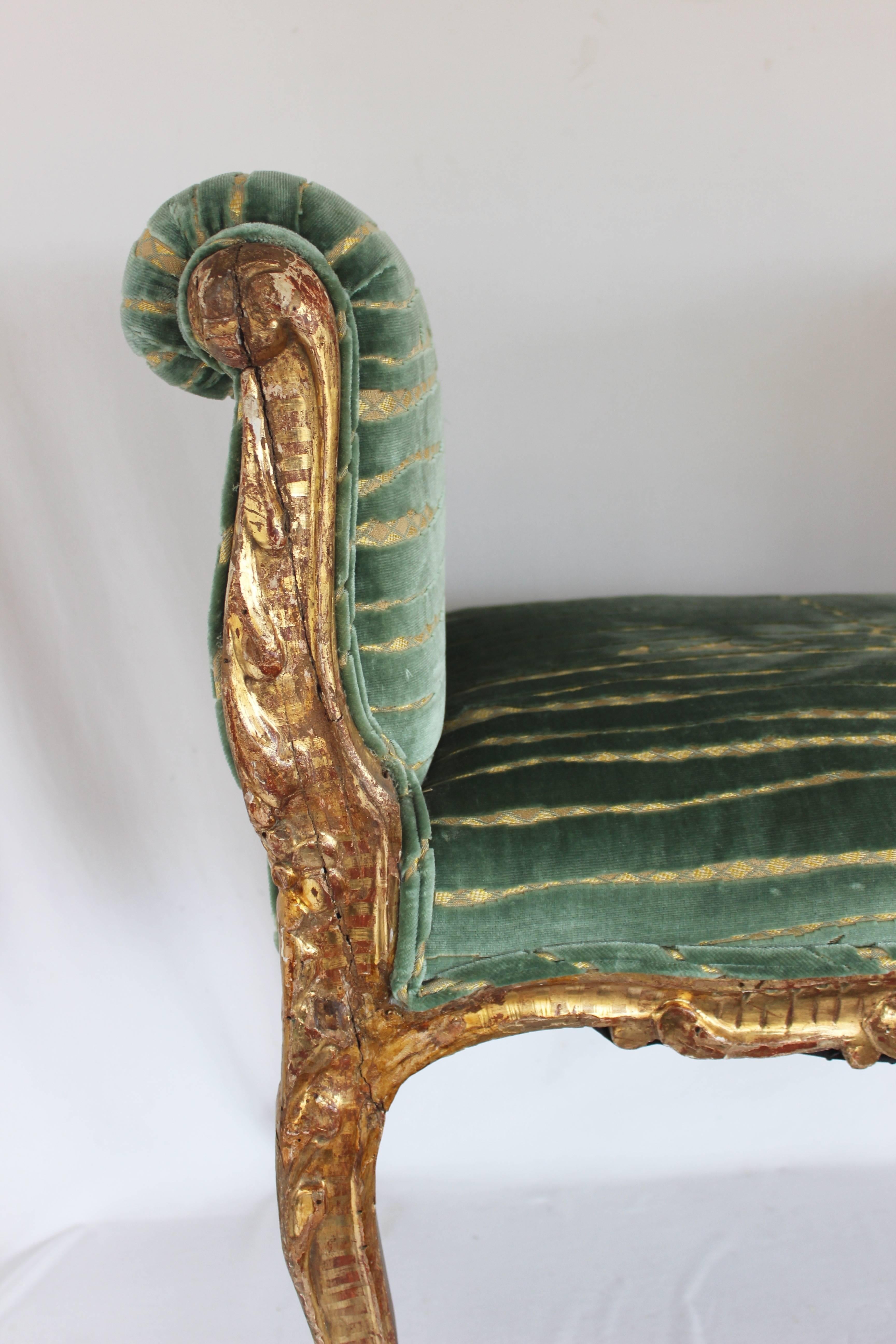 19th Century Italian Upholstered Gilt Bench In Good Condition In East Hampton, NY