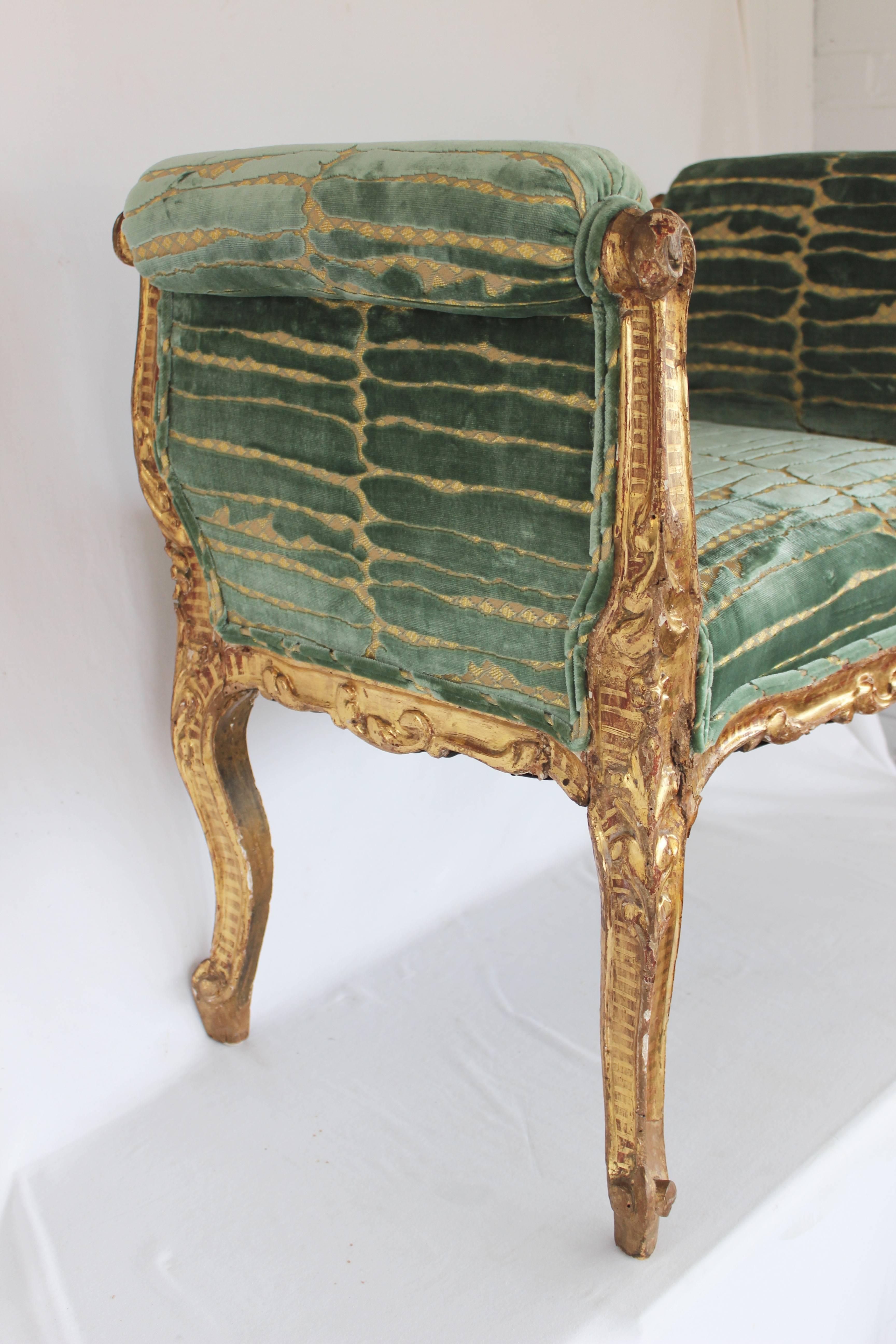 19th Century Italian Upholstered Gilt Bench 7