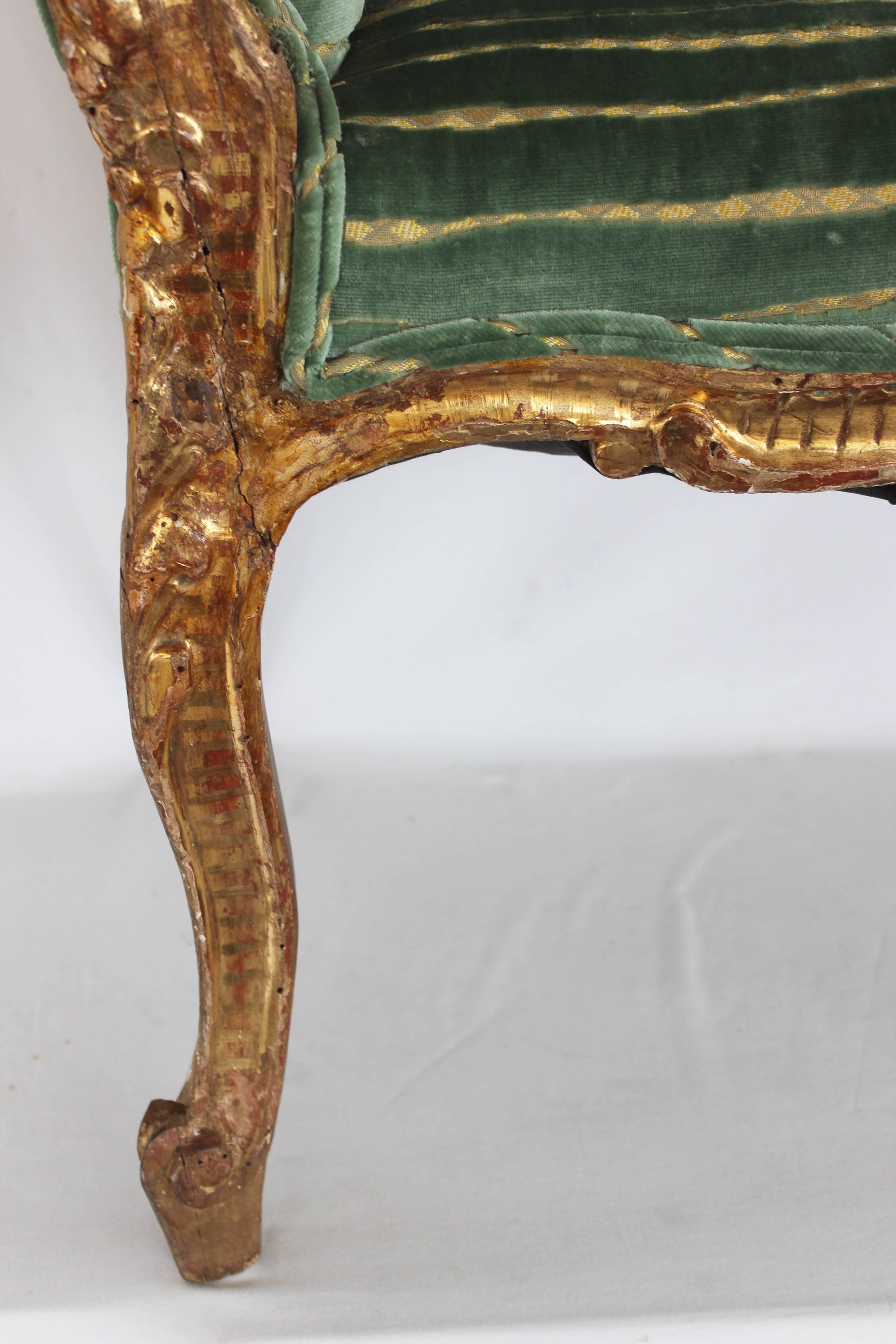 19th Century Italian Upholstered Gilt Bench 1