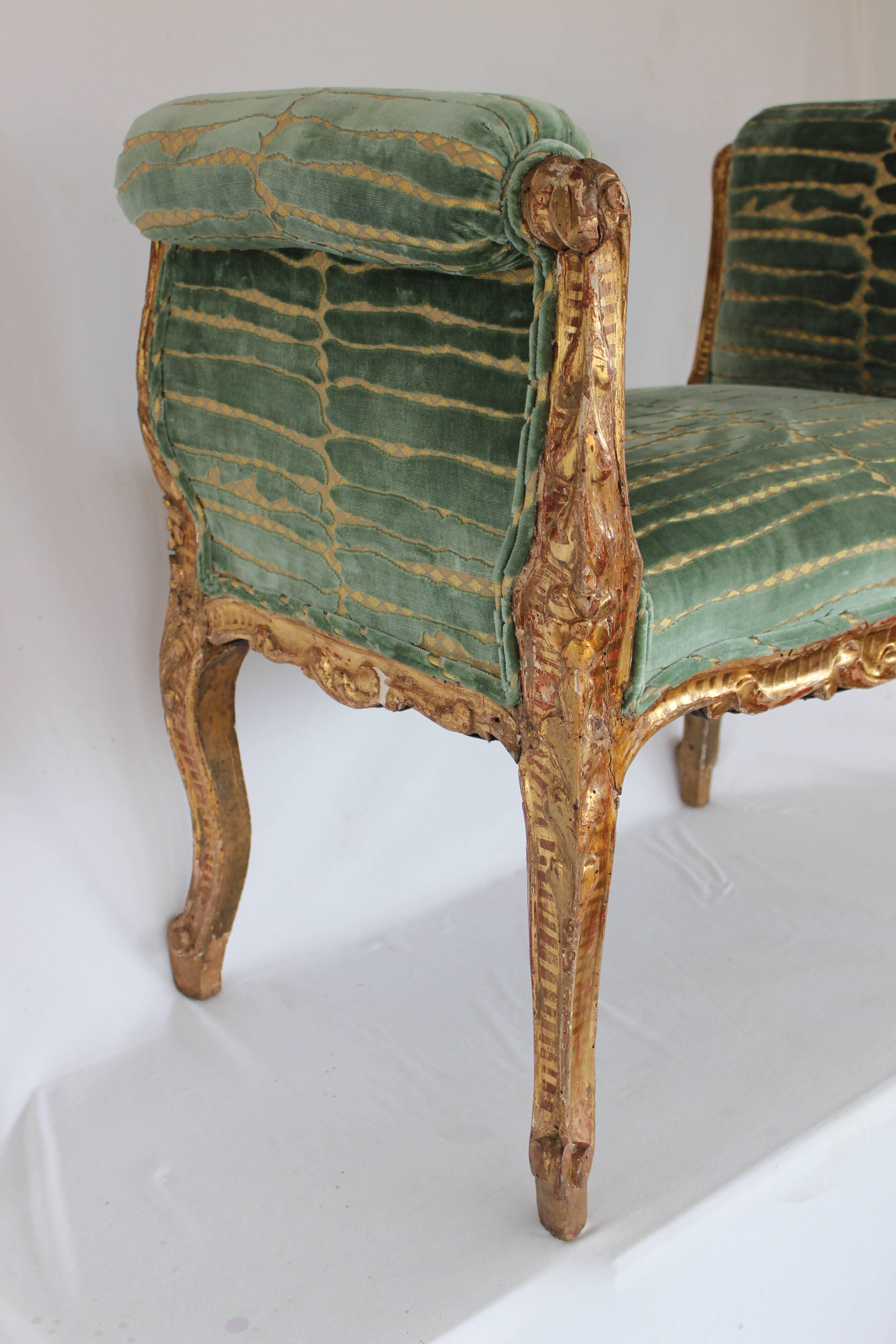 19th Century Italian Upholstered Gilt Bench 3