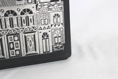 Silver Inlaid Black Matte Ceramic Vase by Georges Briard