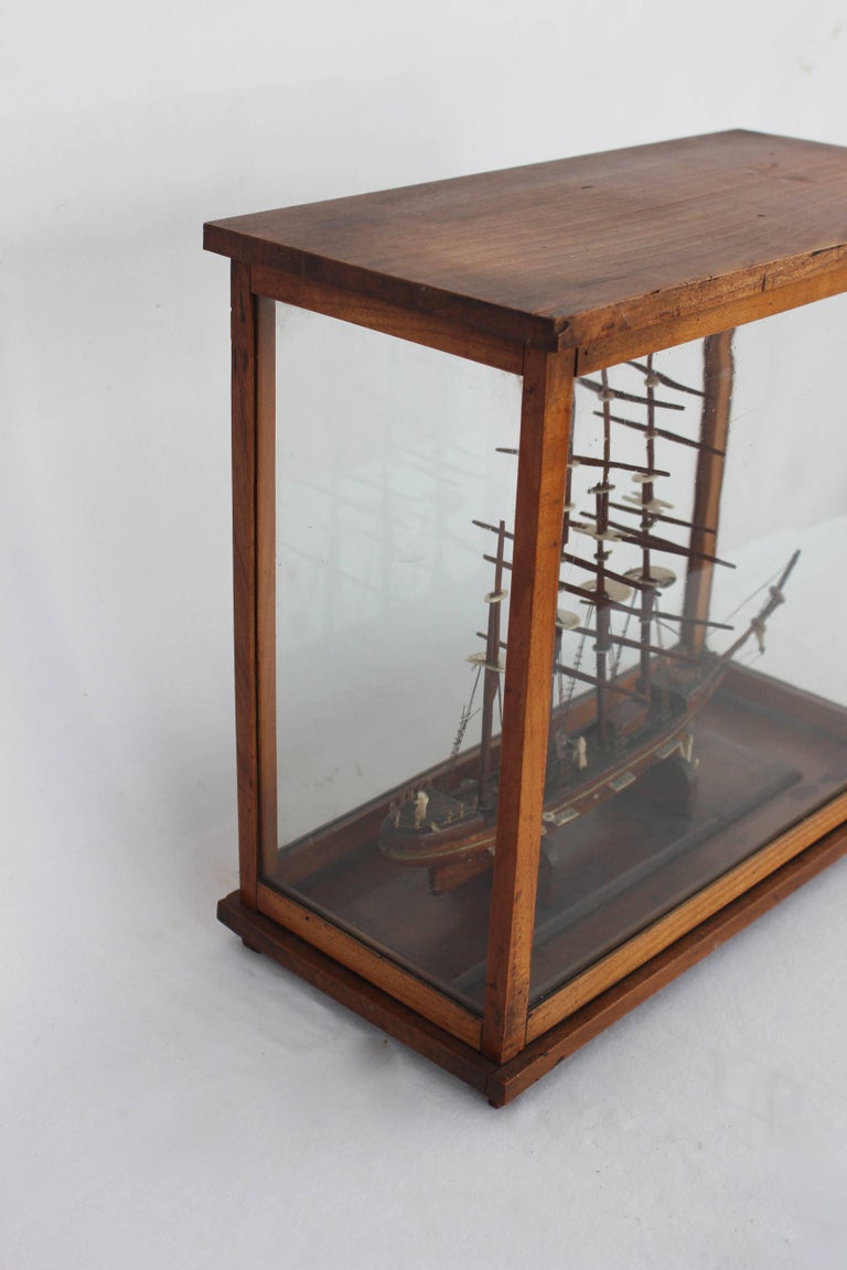 Ship Model in Glass Case For Sale at 1stDibs