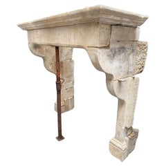 18th Century French Limestone Fireplace Mantel