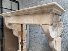 18th Century French Limestone Fireplace Mantel