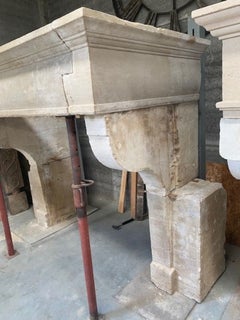 French Limestone Fireplace Mantel