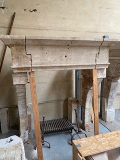 18th Century French Limestone Fireplace Mantel