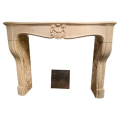 French Limestone Fireplace Mantel