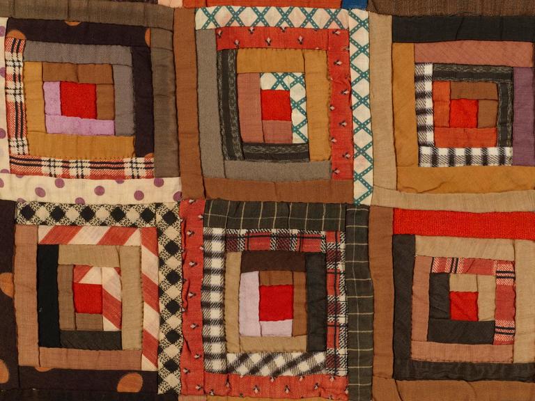 “Log Cabin-Barn Raising” Pieced Quilt at 1stDibs