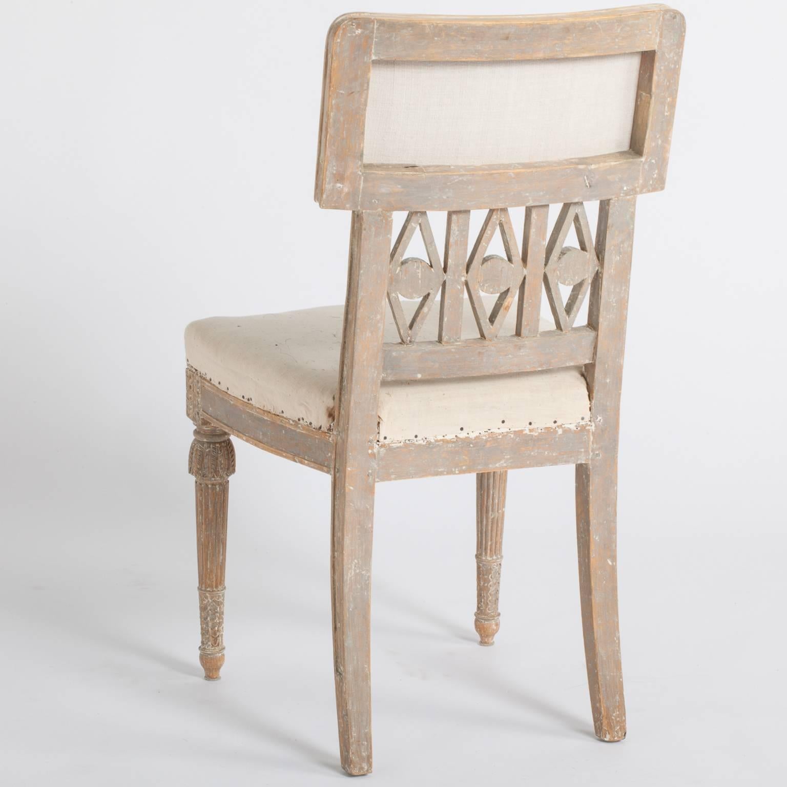 Carved Eight Signed Swedish Gustavian Period Chairs, Lindome, circa 1780