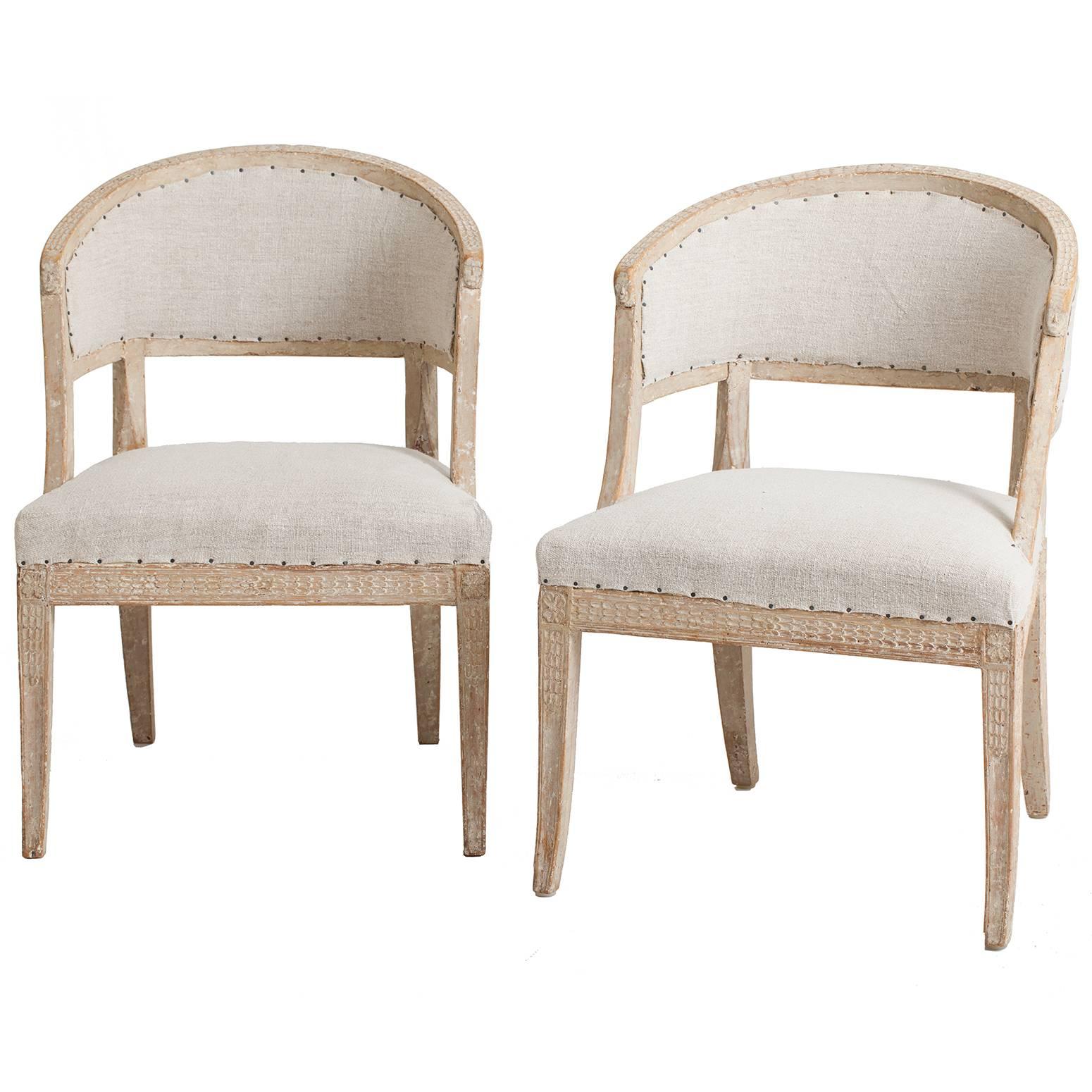 Pair of Swedish Gustavian Period Barrel Back Armchairs, circa 1790