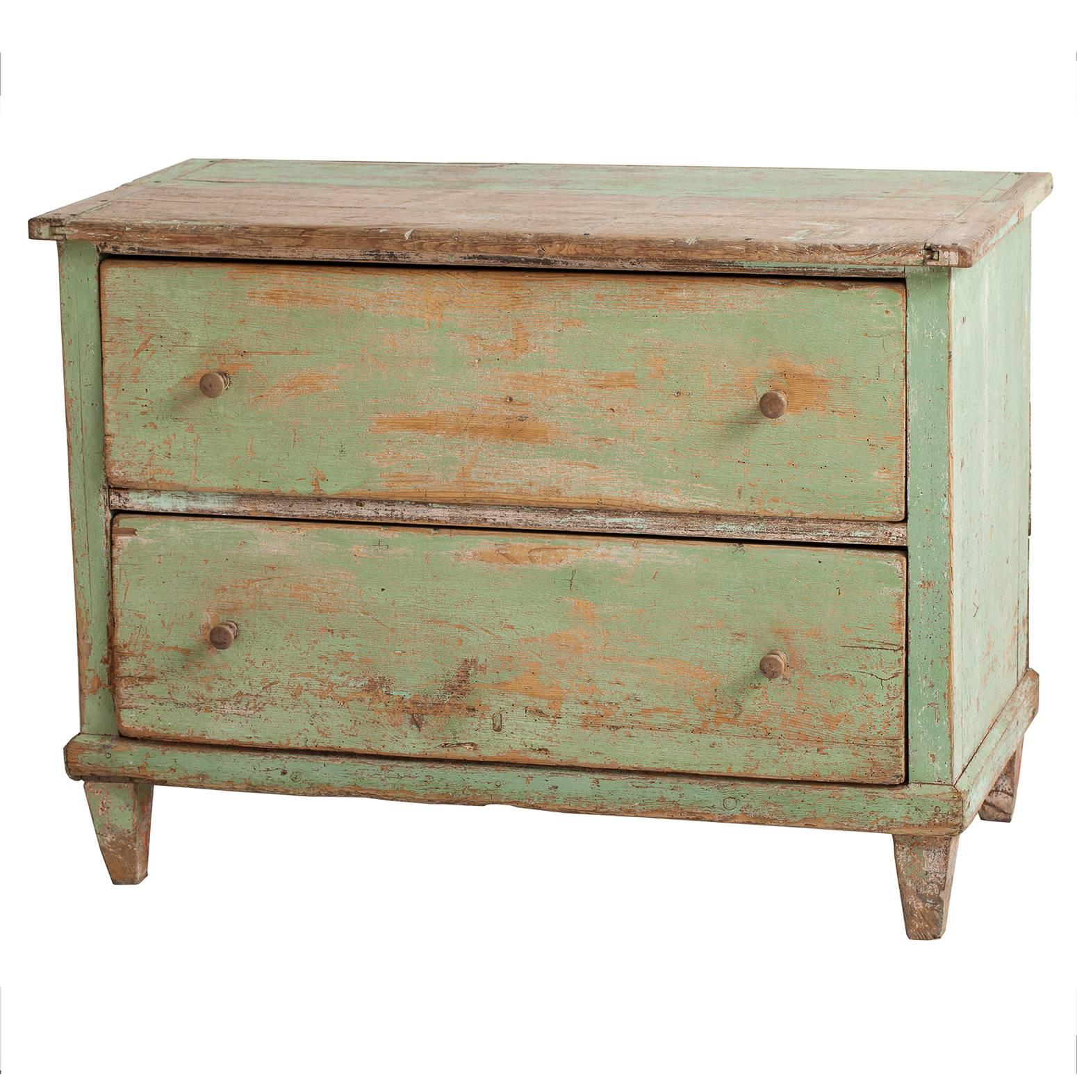 French Green Painted Chest of Drawers, circa 1820