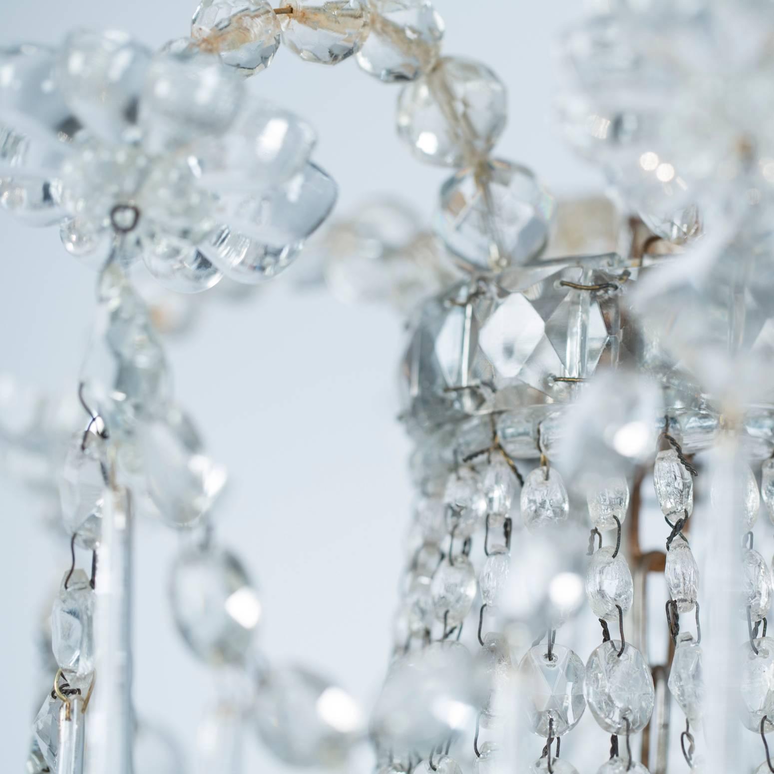French, Late 19th Century, Crystal Chandelier with Three Inner Lights 1