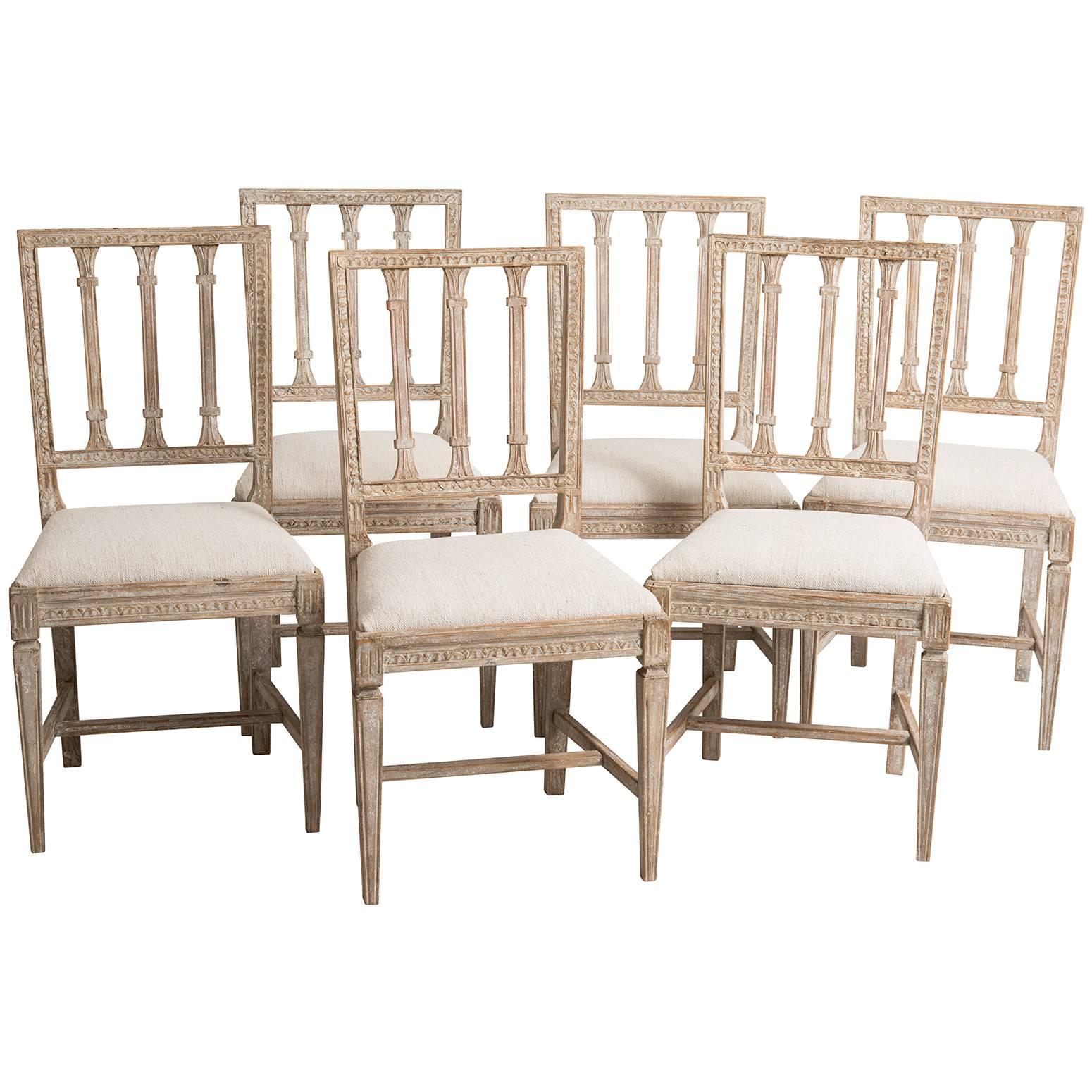 Set of Six Swedish Gustavian Period Dining Chairs, circa 1800