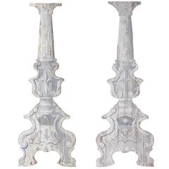 Pair of Italian Painted Stage Set Columns, circa 1890