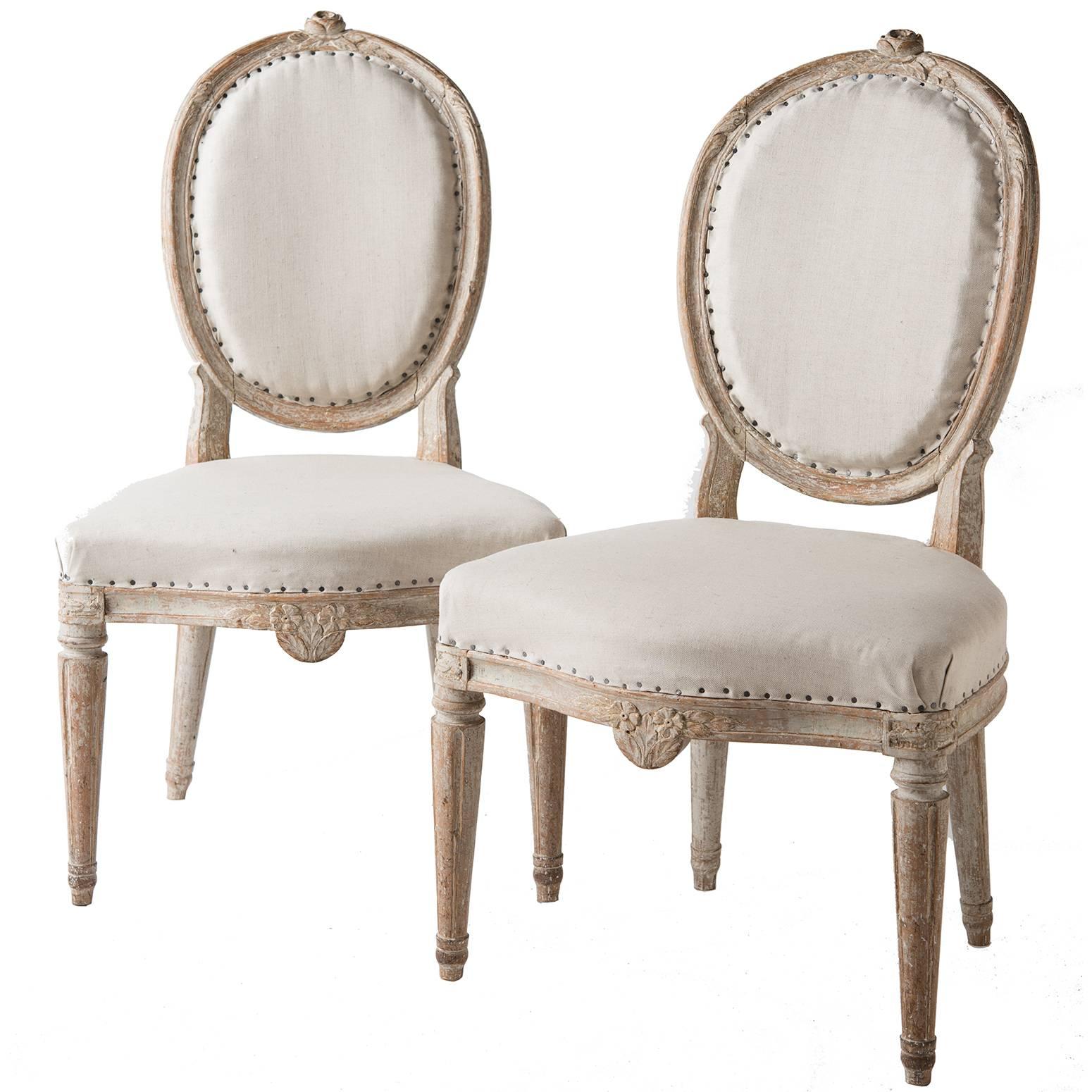 Pair of Gustavian Period Signed Stockholm Side Chairs, circa 1780