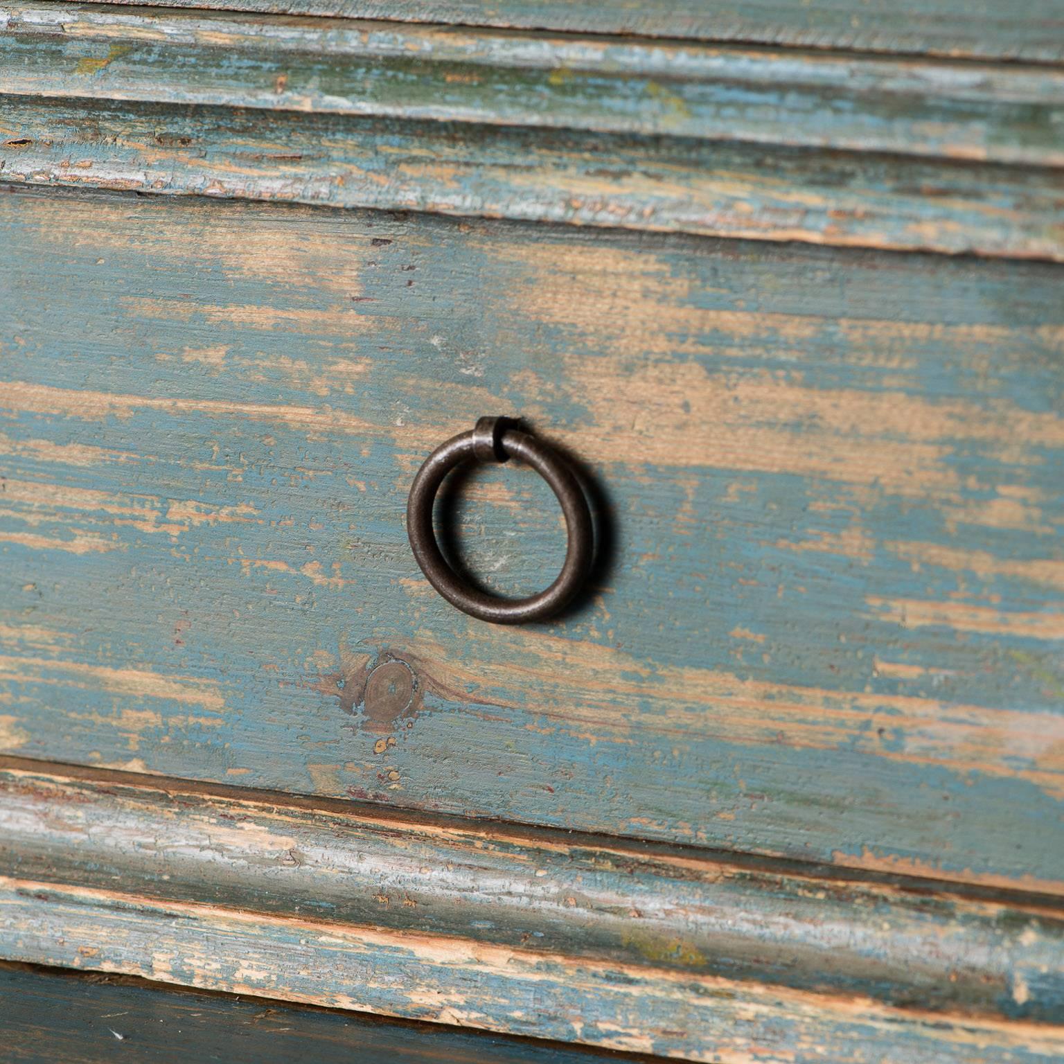 Swedish Blue Original Painted Cupboard, circa 1858 2