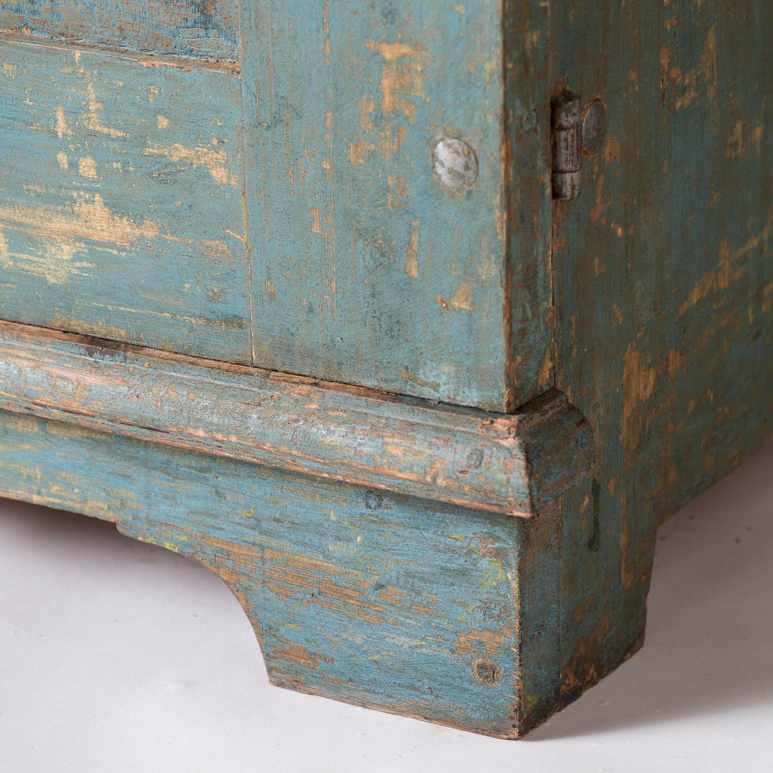 Swedish Blue Original Painted Cupboard, circa 1858 3