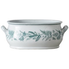English Transferware Foot-Tub with Green Ferns, circa 1860