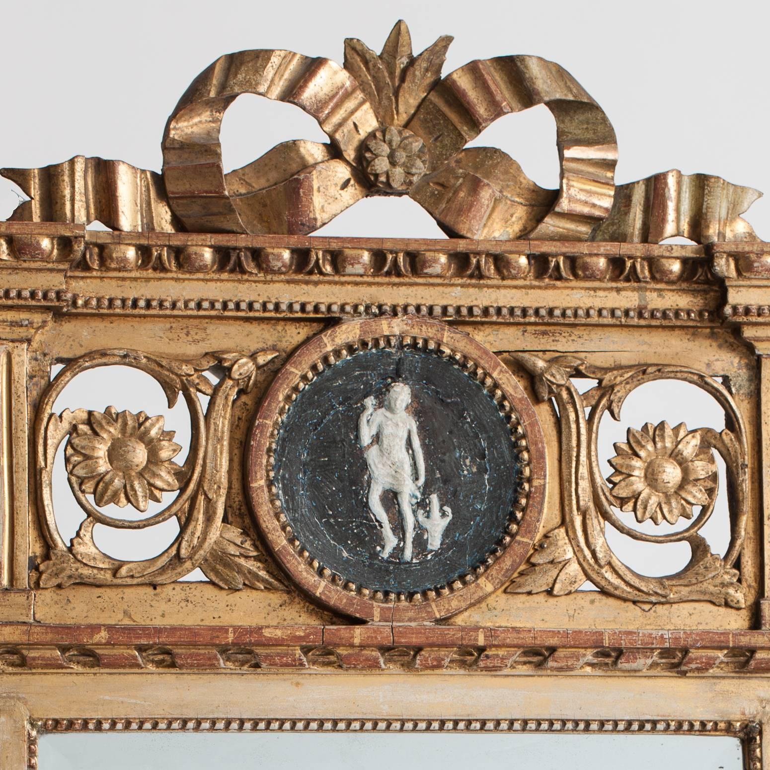 Giltwood Swedish Gustavian Period Signed Stockholm Mirror, circa 1780 For Sale