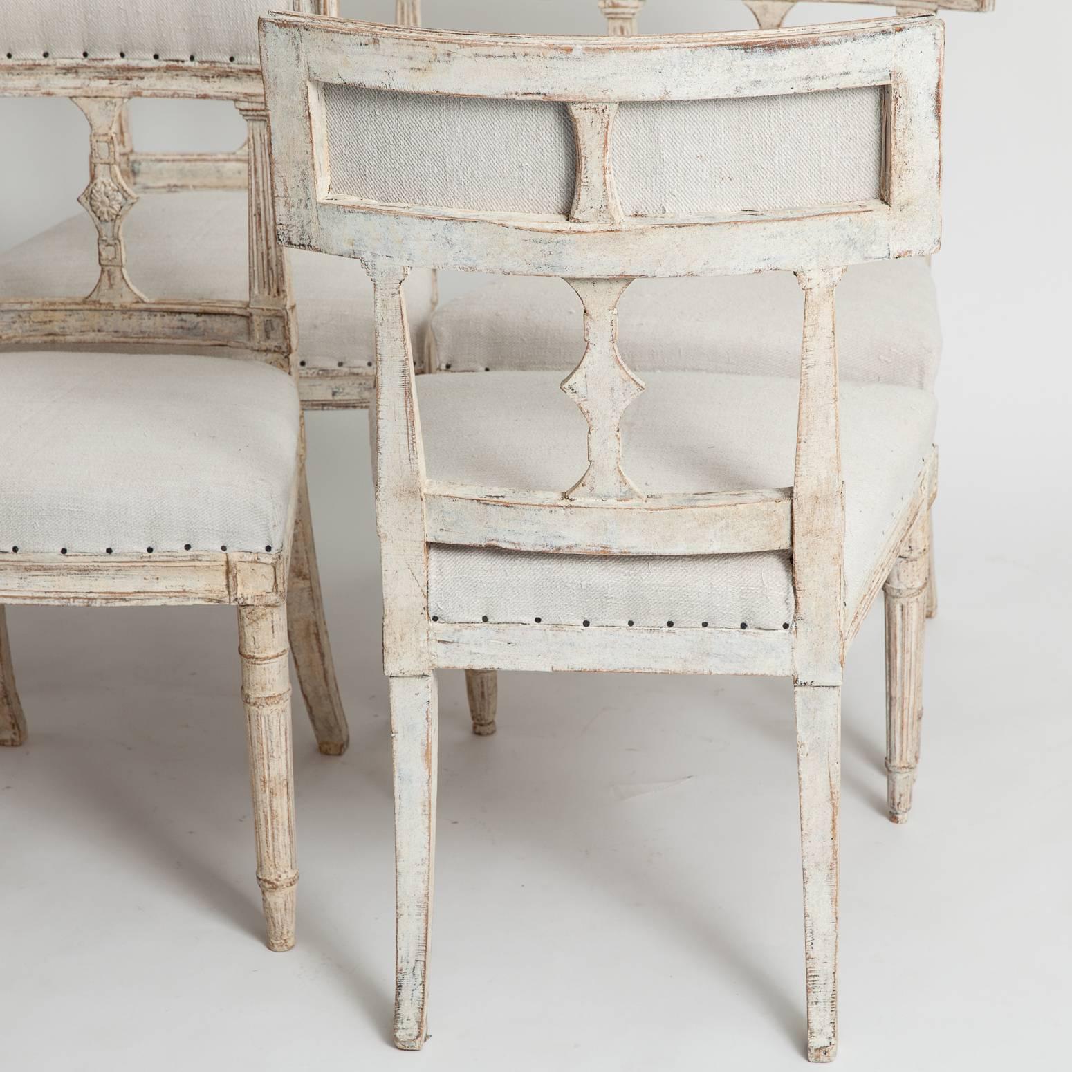 18th Century Set of Six Antique Swedish Late Gustavian Period Dining Chairs