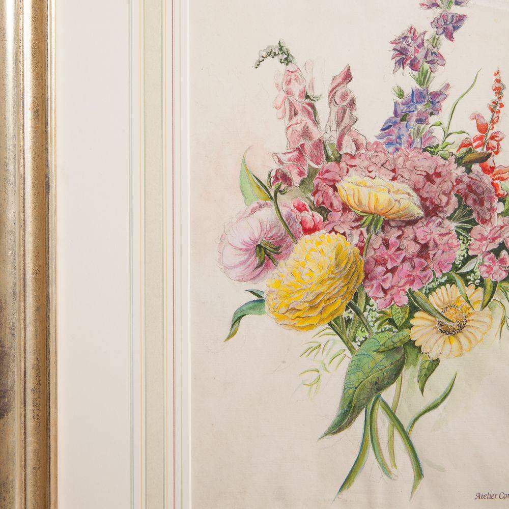 French Watercolor Floral Study by Charles Etienne Corpet