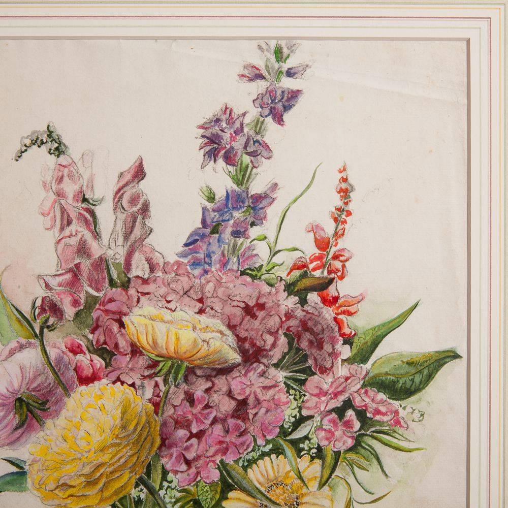 Watercolor Floral Study by Charles Etienne Corpet In Excellent Condition In New Preston, CT