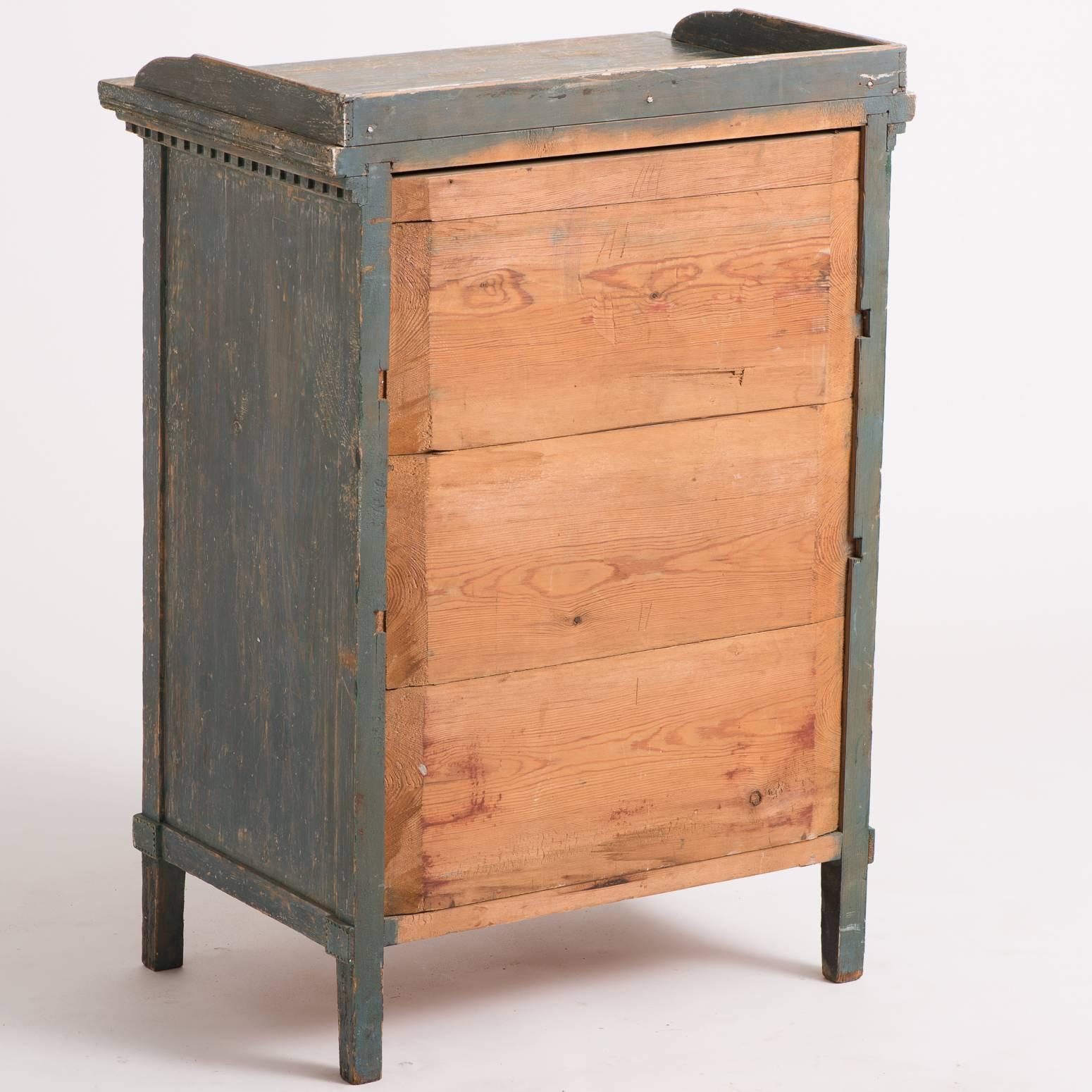 Wood Swedish Gustavian Period Blue Painted Cabinet, circa 1800 For Sale