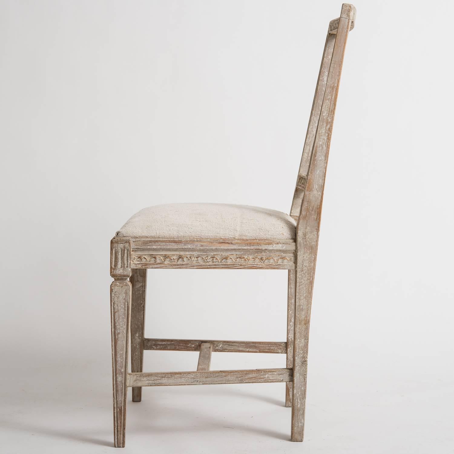 Wood Set of Six Swedish Gustavian Period Dining Chairs, circa 1800