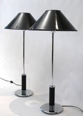 Mirak Collection "Harness" Chrome and Leather Table Lamps