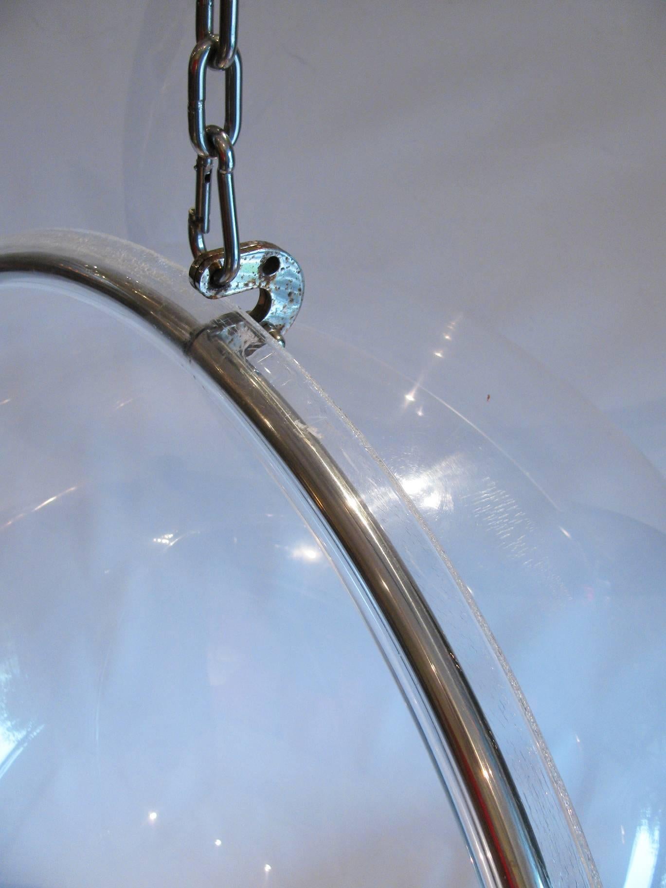 Eero Aarnio Style Hanging Acrylic Ball Chair In Good Condition In Austin, TX