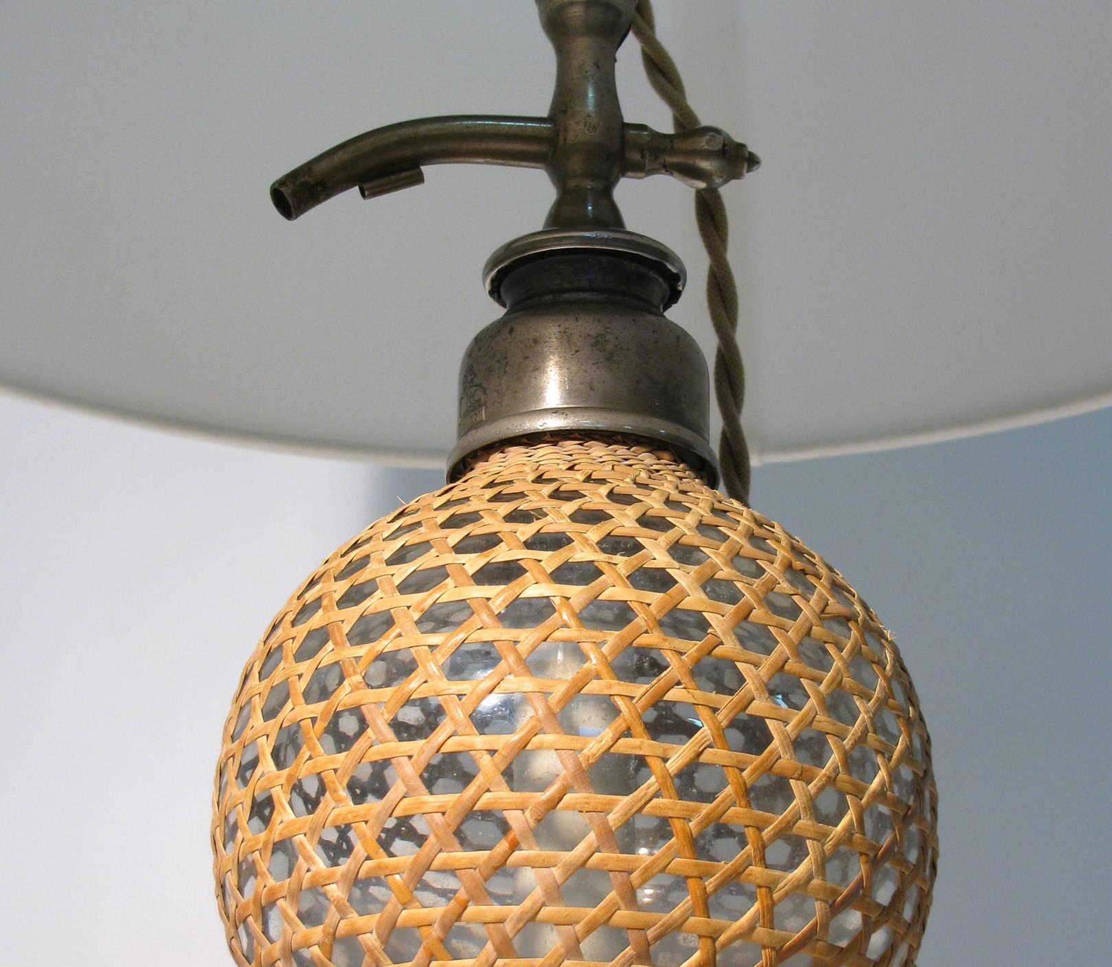 British Seltzer Bottle Table Lamp, Signed London 1