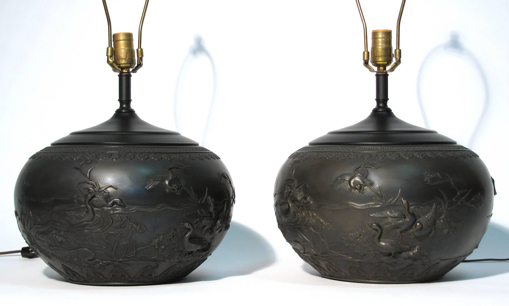 20th Century Chinoiserie Style Table Lamps, Pair