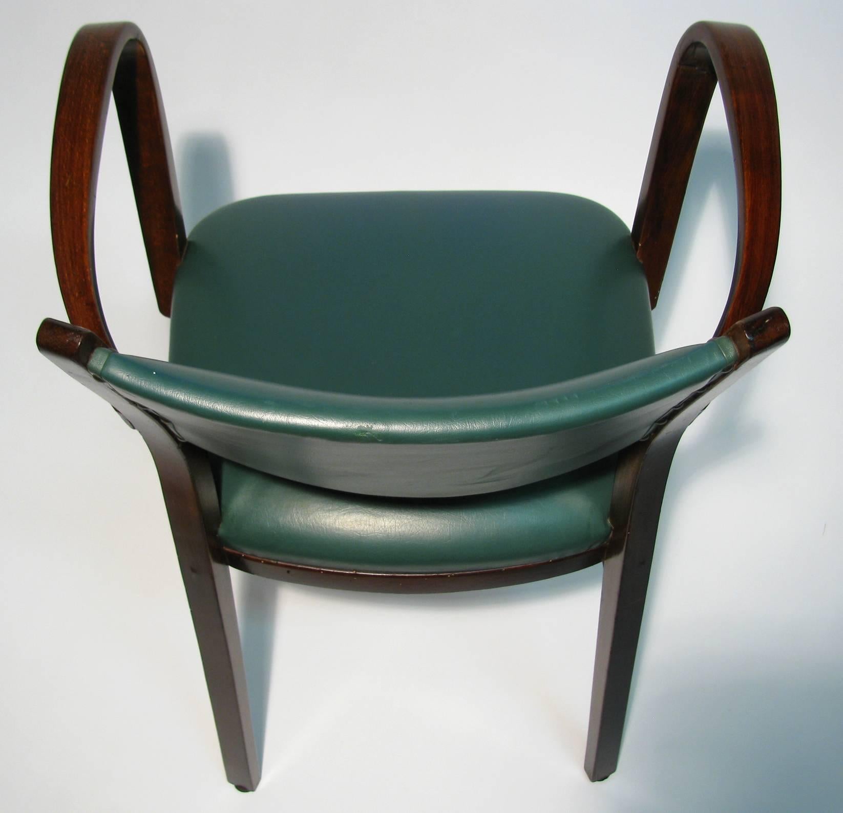 Faux Leather Italian Bentwood Armchair For Sale