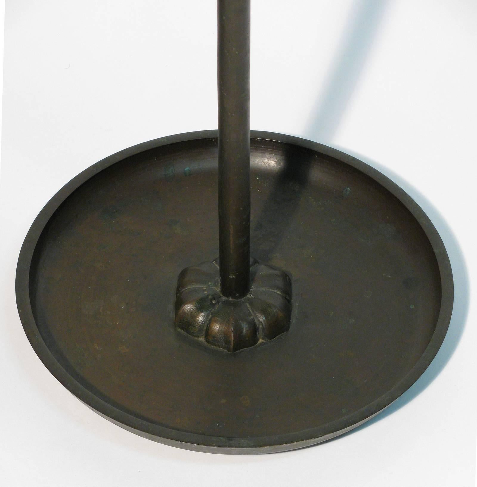 Japanese Meiji Period Bronze Candle Stands, Pair For Sale