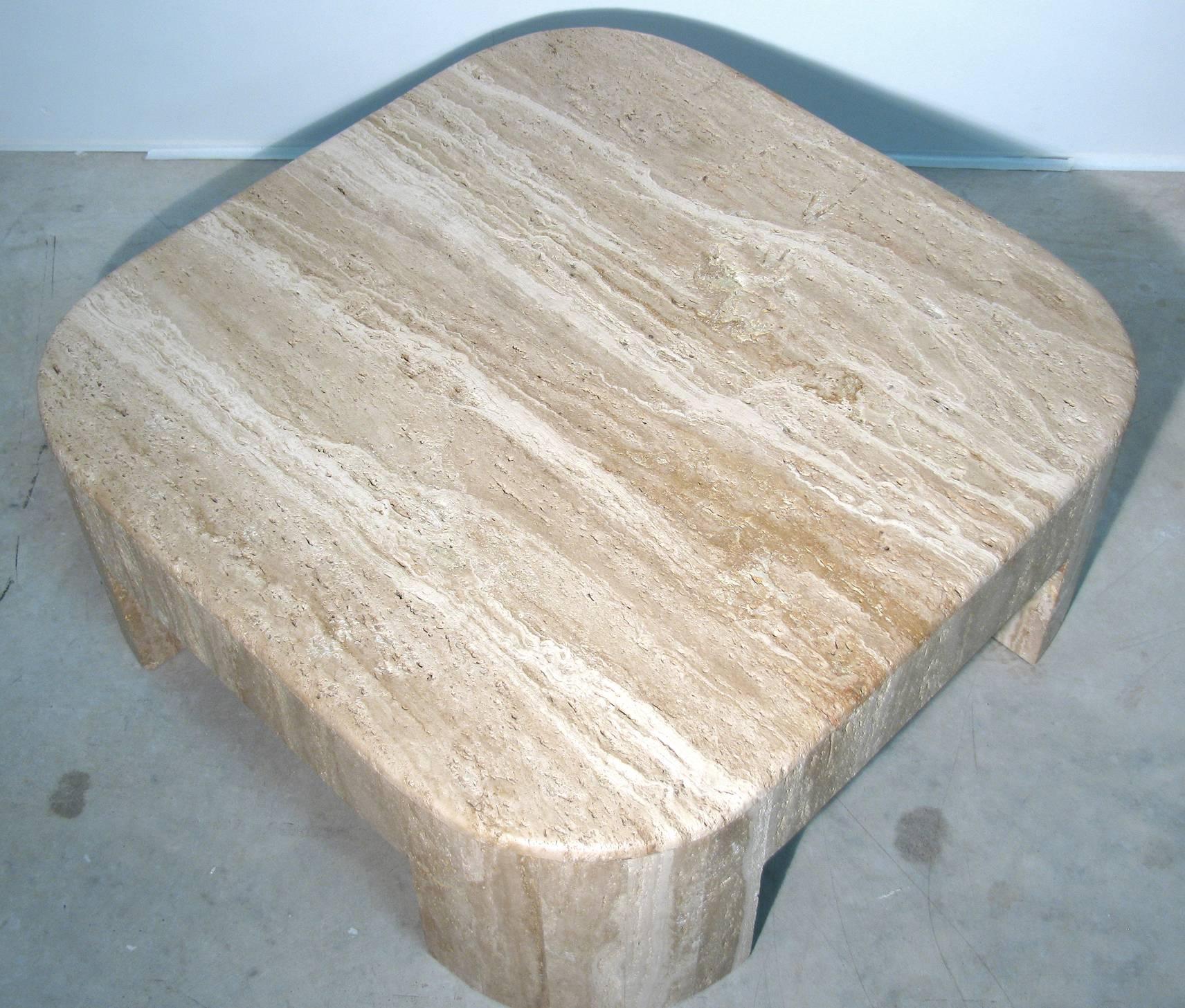 Monumental Travertine Cocktail Table In Excellent Condition In Austin, TX