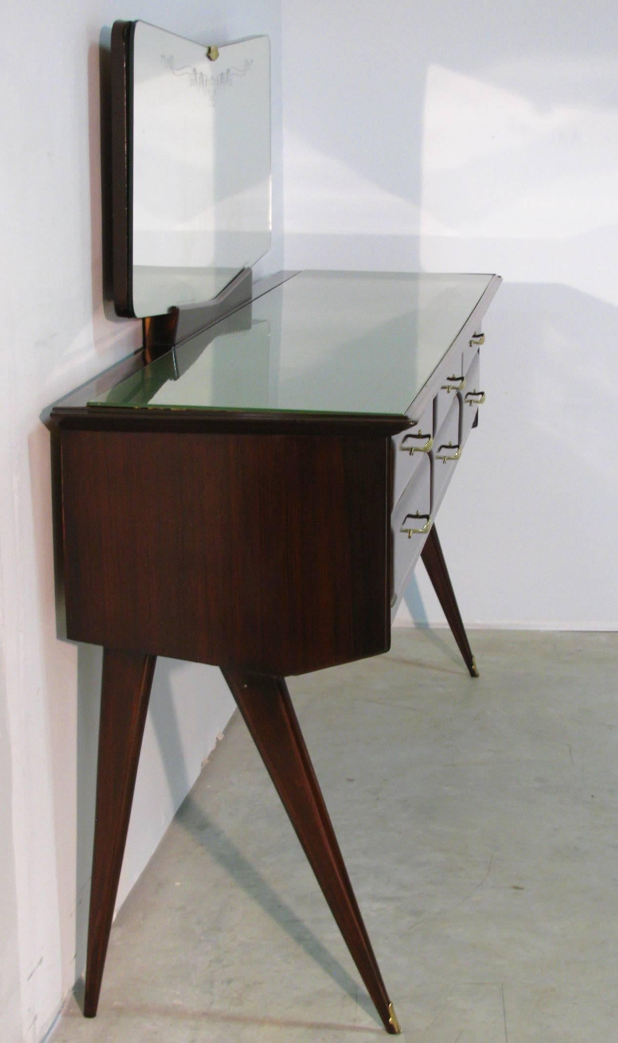 Italian Rosewood Cabinet and Mirror,  Vittorio Dassi Attributed For Sale 2