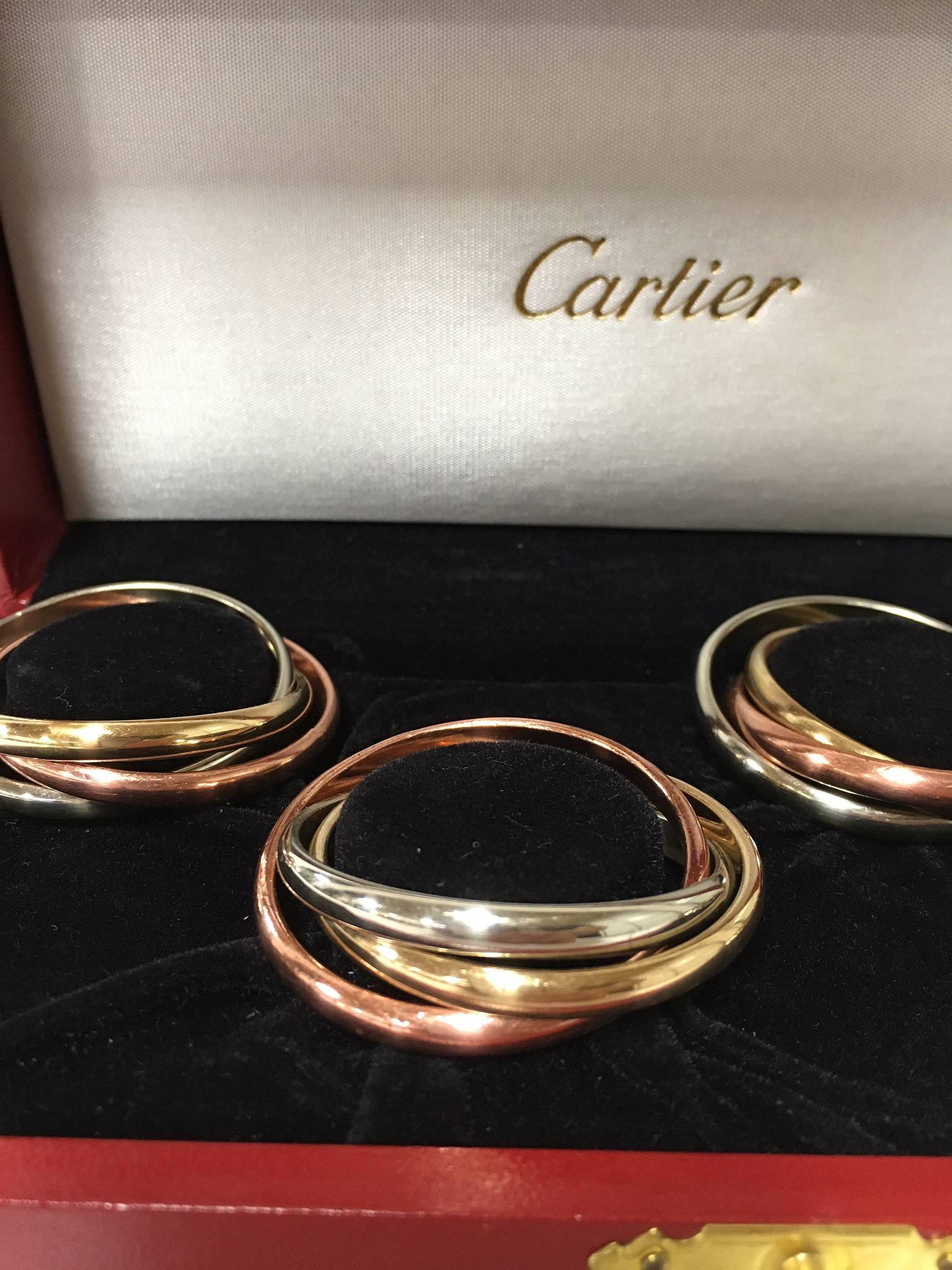 Cartier Trinity Napkin Rings with Presentation Box In Excellent Condition In Austin, TX