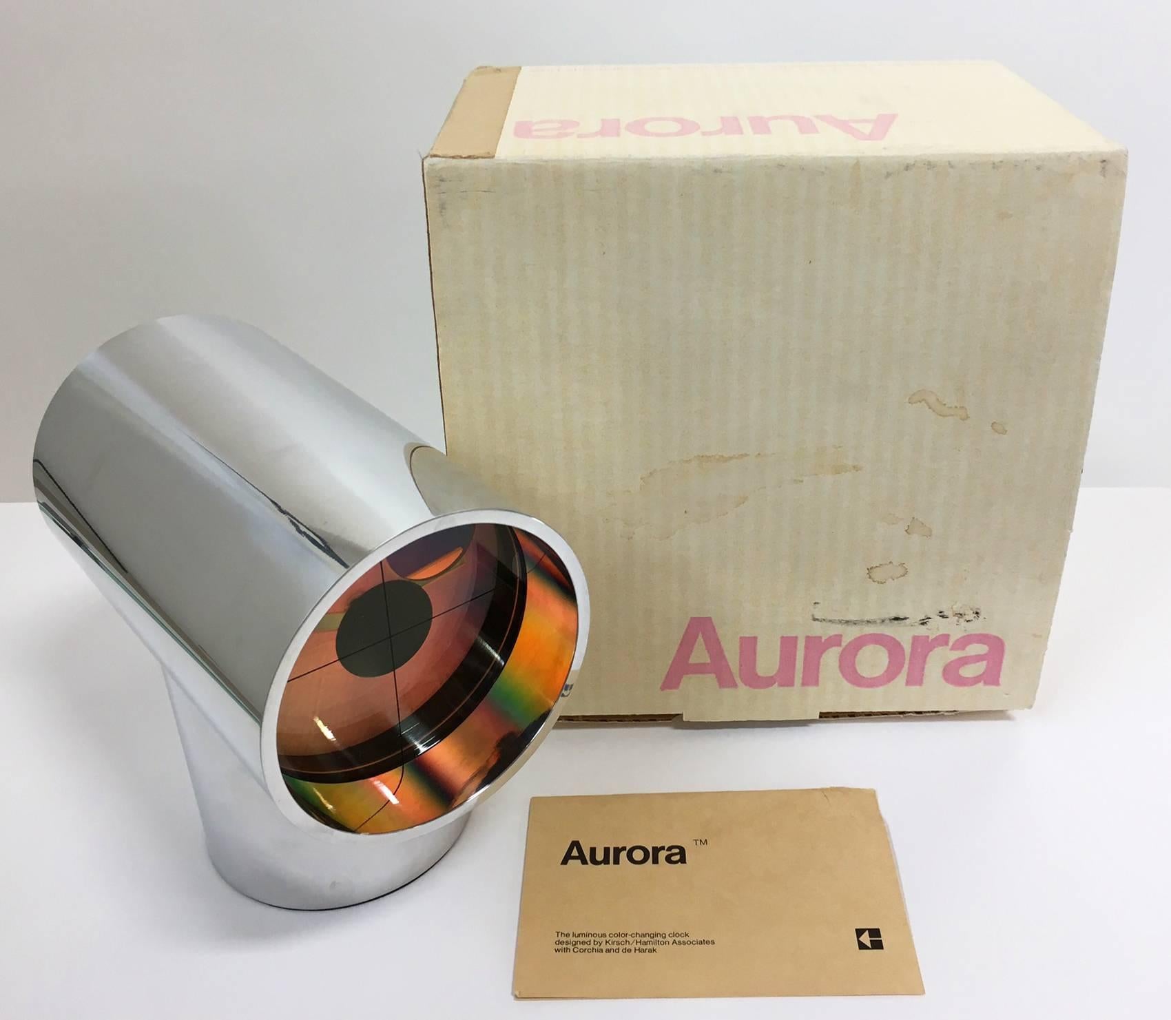 Iconic Aurora Clock by Kirsch Hamilton with Original Box In Excellent Condition In Austin, TX