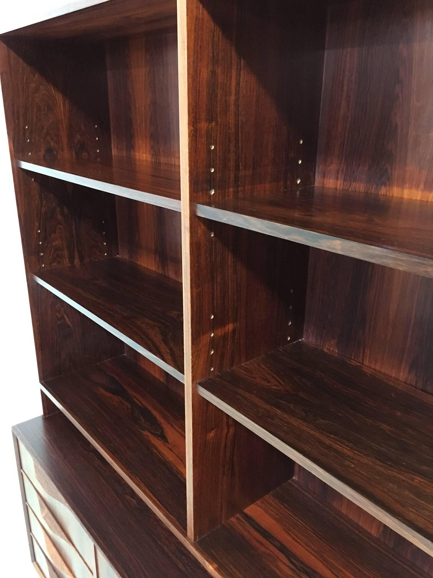 Mid-20th Century Danish Modern Rosewood Bookcase Cabinet For Sale
