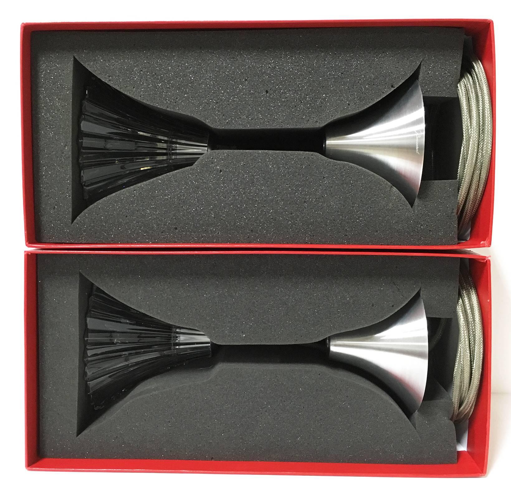 Baccarat Crystal Pendent Lamps, Pair In Excellent Condition In Austin, TX