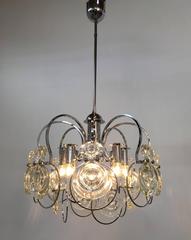Italian Murano Glass and Chrome Chandelier
