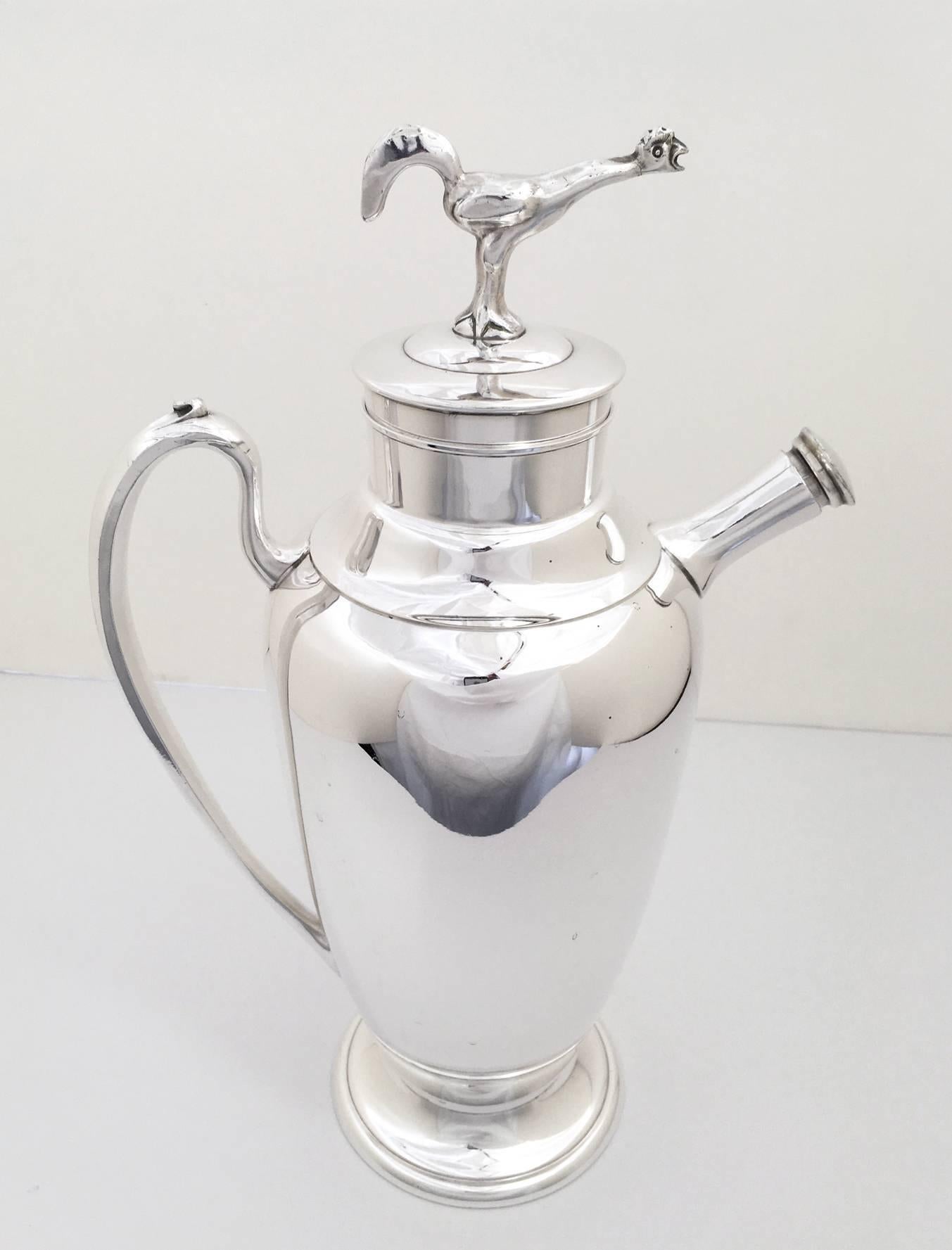 Nickel Monumental Deco Silver Plate Cocktail Shaker for Gump's For Sale
