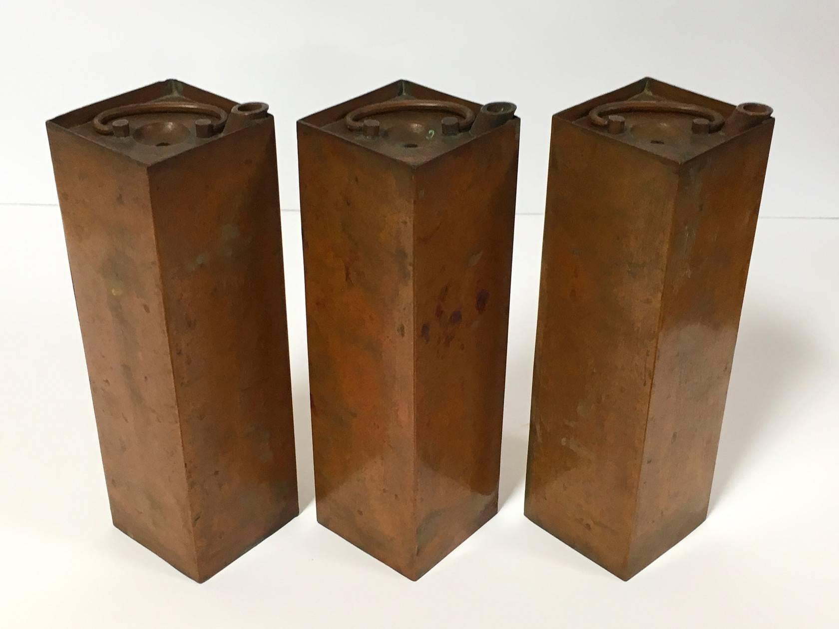 Japanese Meiji Period Copper Containers with Wood Case In Good Condition For Sale In Austin, TX