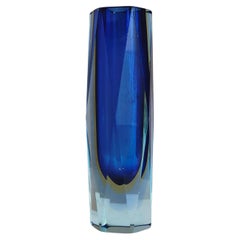 1960s Blue Triple Sommerso Mandruzzato Vase