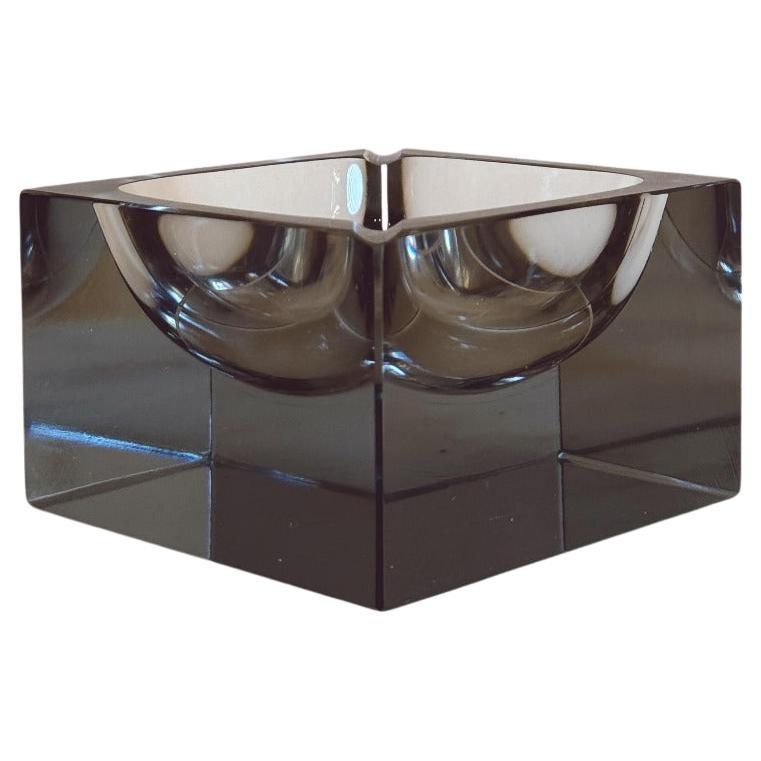 1970s Grey Square Murano Glass Bowl