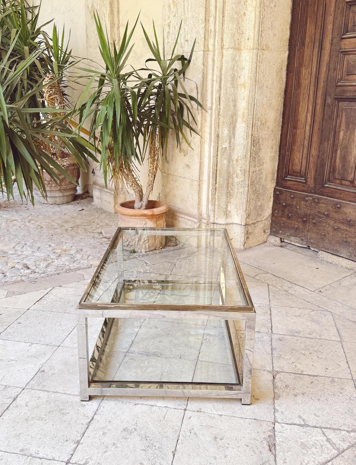 Brass 1960s Large Romeo Rega Coffee Table For Sale